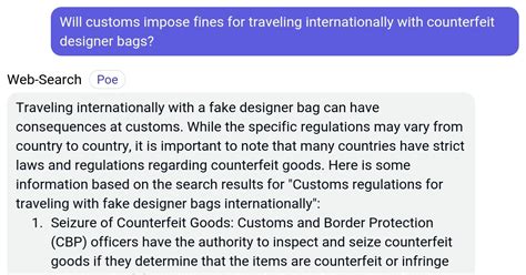 traveling with counterfeit bags